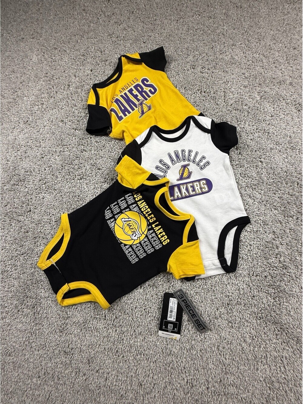 NWT NBA L A Lakers Infant Body Suit 3 Pack Size 3/6 Months
